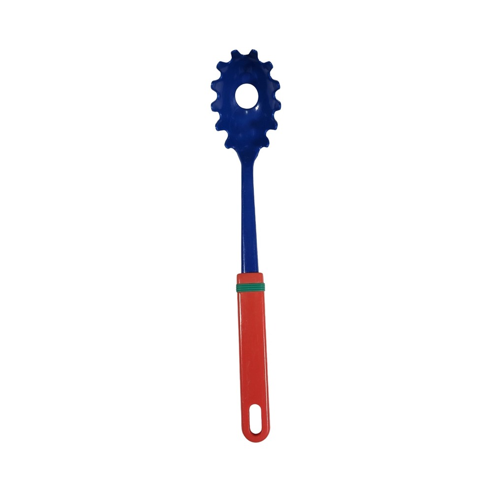 Vintage Blue Red Spaghetti Server Spoon Pasta‎ Tool Kitchen Gadget Utensil